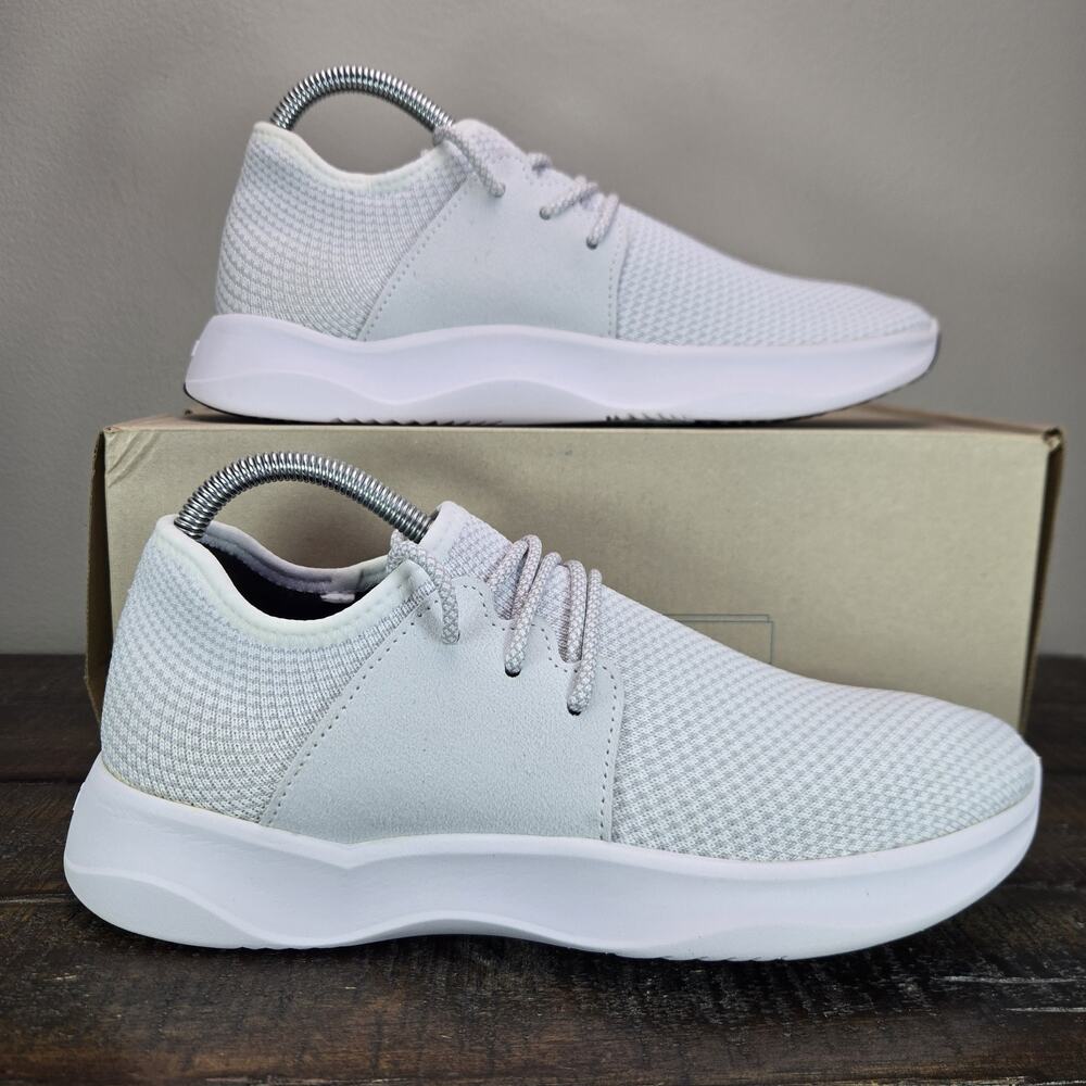 Vessi Women's White Knit Lace-Up Slip-On Sneakers